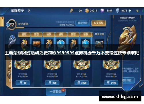 王者荣耀限时活动免费领取9999999点券机会千万不要错过快来领取吧